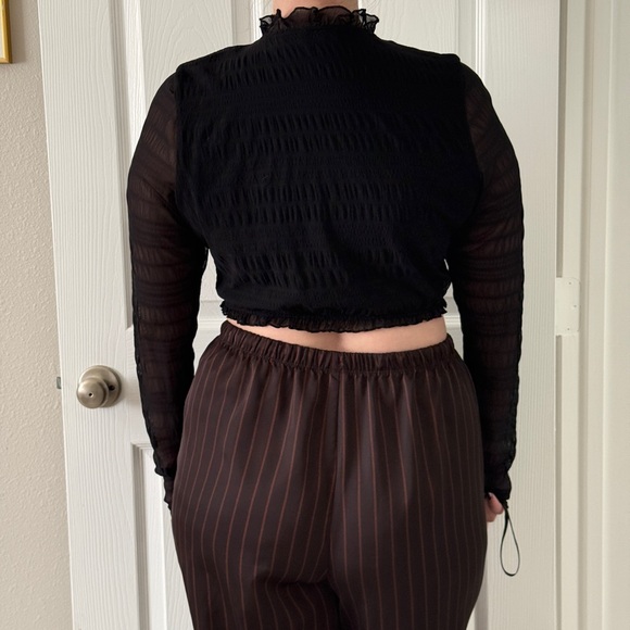 Bebe Black Ruffled Sheer Top - Picture 2 of 5